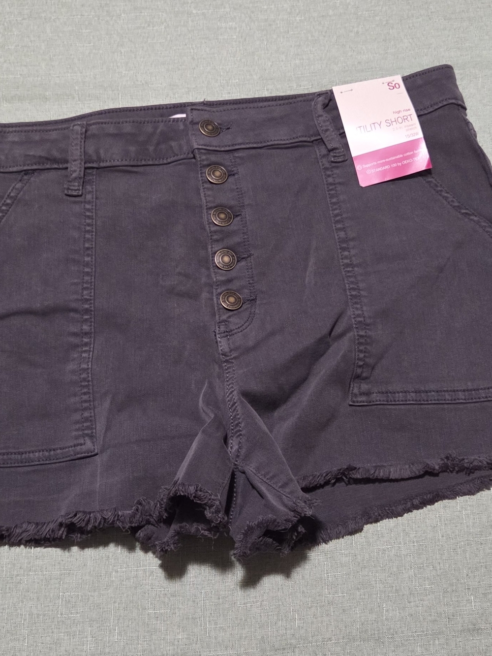 SO Tilty High-Waist Jean Shorts - Charcoal